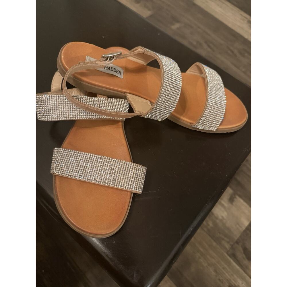 Steve Madden Rhinestone Sandals Women’s Size 9.5 Nude Sparkle Slingback Flats